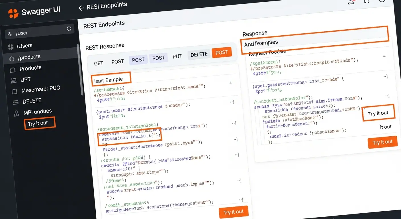 Interface de documentation API REST avec endpoints et exemples