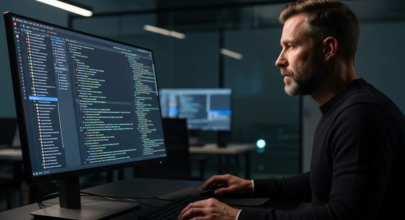 Développeur web travaillant sur du code frontend